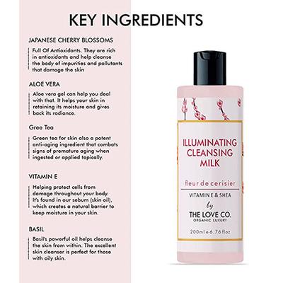The Love Co. Japanease Cherry Blossom Cleansing Milk with Shea Butter 200 ml - Make Up Removers