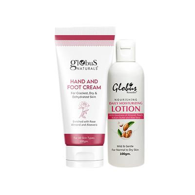 Globus Naturals Butter Soft Body Care Combo Daily Moisturzing Body Lotion and Hand and Foot Cream 200 gm - Creams, Lotions & Oils