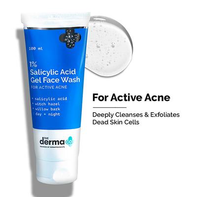 The Derma Co. 1 Percent Salicylic Acid Gel Daily Face Wash for Active Acne 100ml - Face Washes