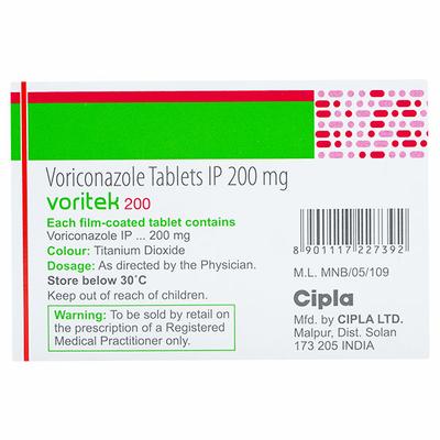 Voritek 200mg Tablet 4'S - Fungal Infections-Anf
