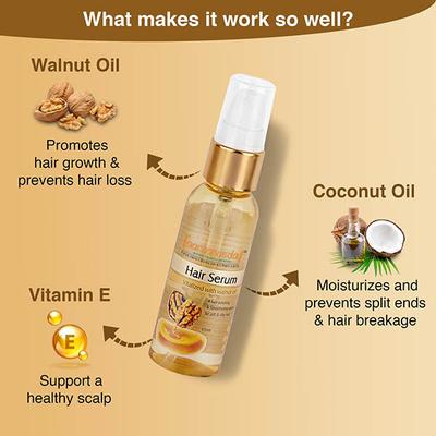 Aryanveda Hair Serum Vitalized With Walnut Oil - Serum For Hair Growth And Straightening, 45 Ml 45 ml - Hair Serums