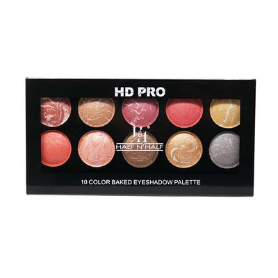 Half N Half HD Pro 10 Colour Baked Eyeshadow Palette, Multicolour - 03 18 gm - Eye Shadow Palettes
