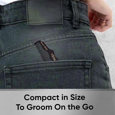 Vega Beard/ Moustache Comb for Men, Pocket-size Comb for Hair, Groom your Beard (HMBC-196) 17 gm - Hair Brushes