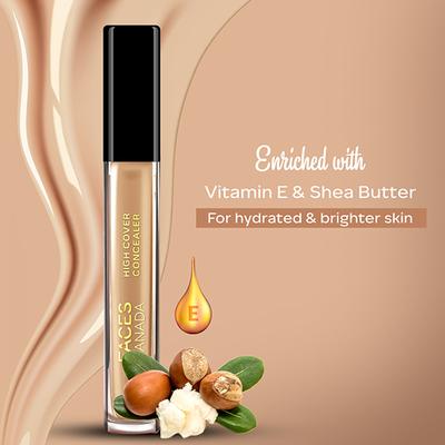 Faces Canada High Cover Concealer Shea Butter & Vitamin E- Golden Rush 06, 4ml - Concealer