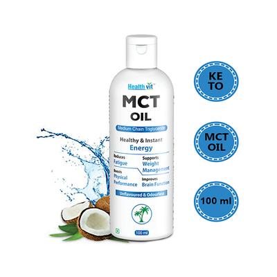 Healthvit MCT Oil From Coconut Oil Unsweetened Keto Diet Sports 100 ml - Weight Loss