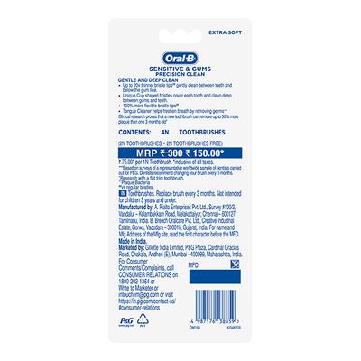 Oral-B Sensitive & Gums Gentle and Deep Clean Toothbrush - Extra Soft (Buy 2 Get 2 Free) - Toothbrushes