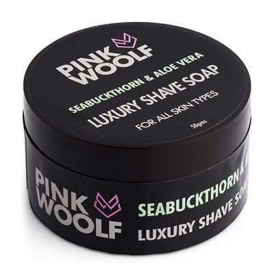 Pink Woolf Luxury Shaving Soap - Seabuckthorn & Aloe Vera 50 gm (Box) - Shaving Creams