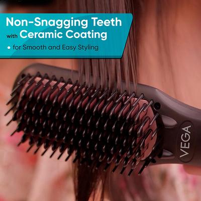 Vega Hair Straightener Brush with Ionic & Thermoprotect Technology and 16 Temperature Settings, VHSB-04 1's - Hair Combs