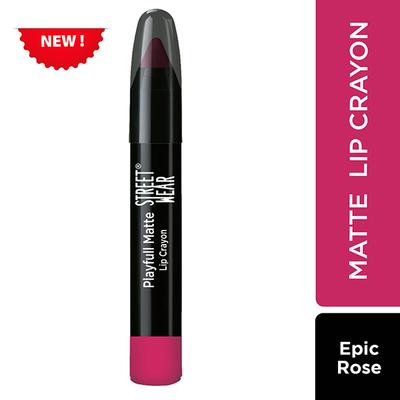 Street Wear Playfull Matte Lip Crayon - Epic Rose 2.9 gm - Lip Crayons