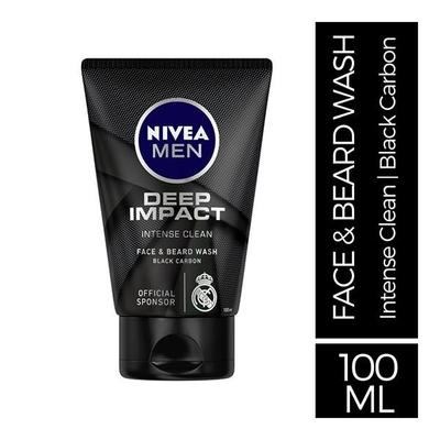 Nivea Men Deep Impact Face & Beard Wash - Intense Clean 100 gm - Face Wash & Cleansers