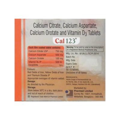 CAL 123 Tablet 15'S - Supplements-Cal