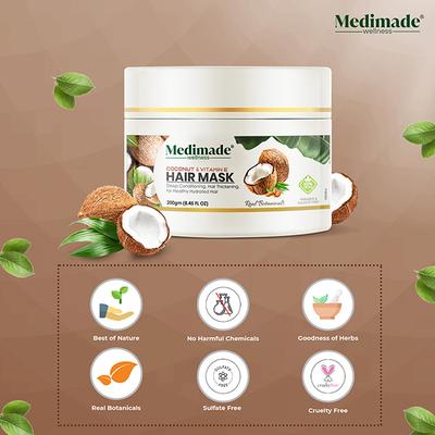 Medimade Coconut & Vitamin E Hair Mask 200 gm - Hair Masks & Packs