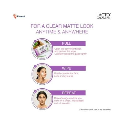 Lacto Calamine Oil Control Face Wipes with Neem, Vitamin B3 and Aloe Vera, No Parabens, Alcohol Free, White, 60 Count 1's - Facial Wipes & Tissues