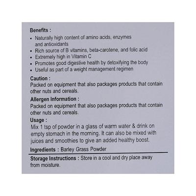 Nutriwish Barley Grass Powder 500 gm - Herbal Dietary Supplement