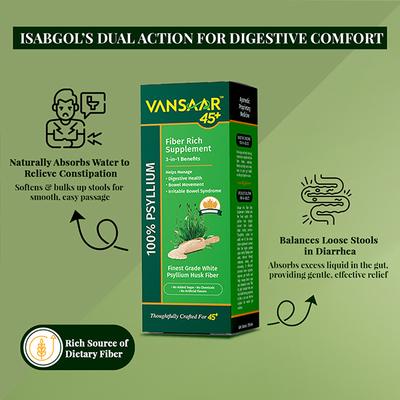 Vansaar 45+ Isabgol Fiber Rich Supplement 180 g - Digestive Care