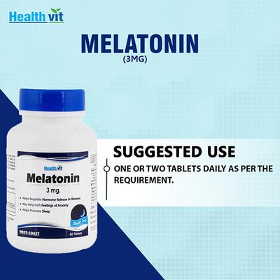 Healthvit Melatonin 3mg Regulates For Sleep Cycle-Tablets 60's - Mental Health