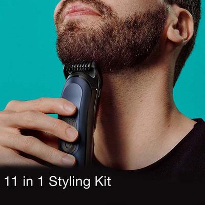 Braun MGK7450 11-in-1 Style Kit for Men from Gillette, All-in-One Tool 9 Attachments, Waterproof Blue 595 gm - Grooming Kits