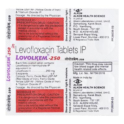 Lovolkem 250mg Tablet 10'S - Bacterial Infections-Qui