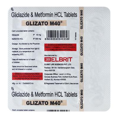 Glizato M 40mg Tablet 15'S - Diabetes-Ant