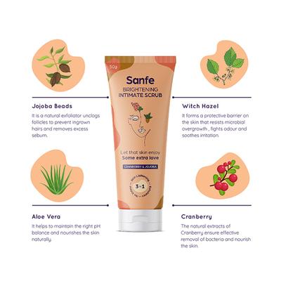 Sanfe Brightening Intimate Scrub - Cranberry & Jojoba 50 gm - Intimate Care