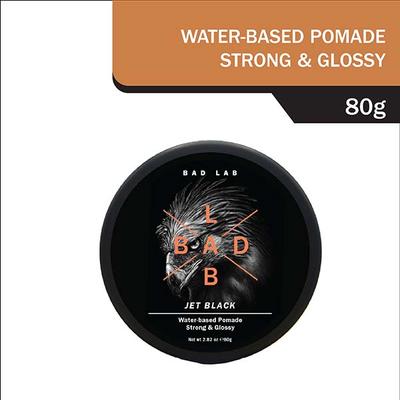 Bad Lab Jet Black Water-based Pomade, Strong & Glossy 80 gm - Pomades