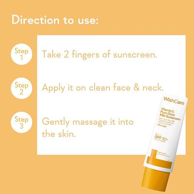 Wishcare Vitamin C Pure Glow Face Sunscreen SPF 50 PA++++ Broad Spectum Ultra Light and No White Cast 50 gm - Face Sunscreen