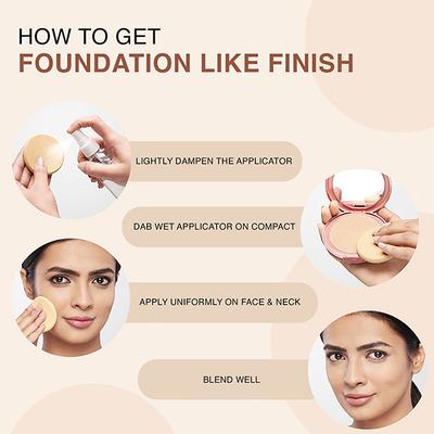 Lakme 9to5 Unreal Dual Cover Pressed Powder, 2 In 1 Compact + Foundation, 34 Almond, 9 gm - Compact Powder