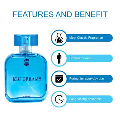 Ajmal Titanium EDP Citrus Spicy Perfume For Men And Blu EDP Aquatic Woody Perfume For Men 190 ml - Men Perfumes (Edt/Edp)