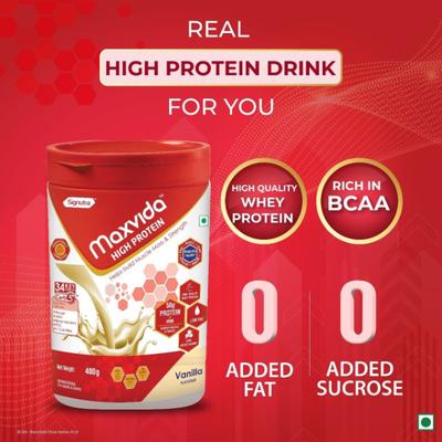 Maxvida High Protein Powder - Vanilla Flavour (Jar) 400 g - Protein Drink