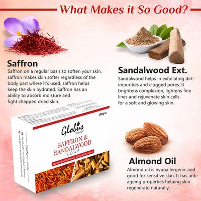 Globus Naturals Saffron & Sandalwood Soap (Pack Of 4) 400 gm - Soaps