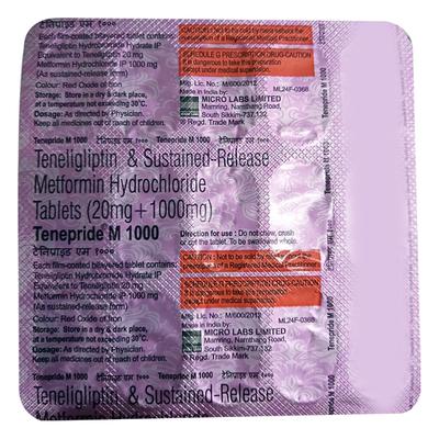 TENEPRIDE M 1000 Tablet 15's - Diabetes-Ant