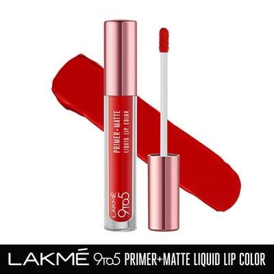 Lakme 9to5 Primer + Matte Liquid Lip Color MR2 Driven Red 4.2 ml - Primer