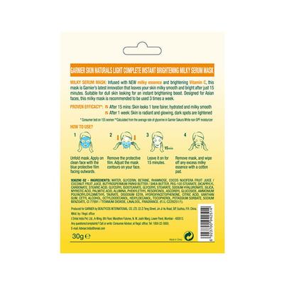 Garnier Skin Naturals, Light Complete, Face Serum Sheet Mask (Yellow) 32 gm - Masks & Peels
