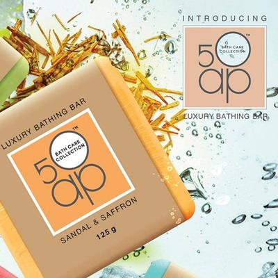 50 ap Luxury Bathing Bar - Sandal & Saffron 125 gm - Soaps