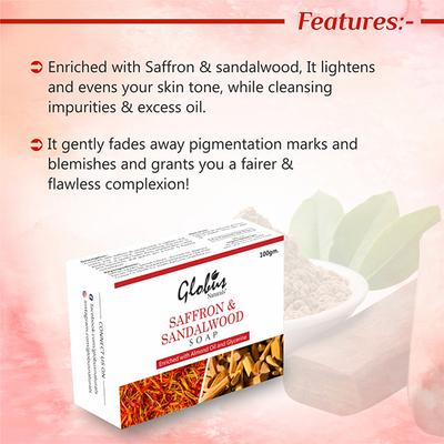 Globus Naturals Saffron & Sandalwood Soap (Pack Of 3) 300 gm - Soaps