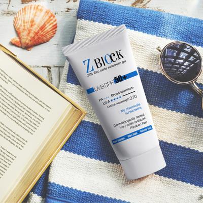 Z BLOCK UVB SPF 50+ PA+++ Sunscreen Gel 50ml - Sunscreen Preparations-Oth