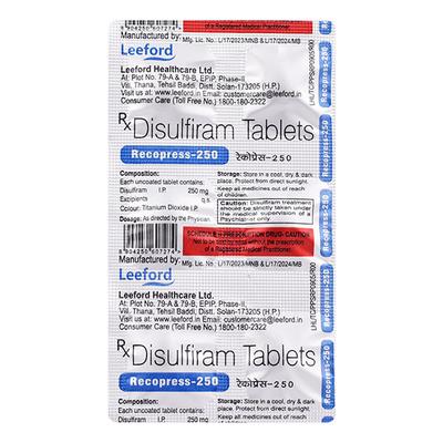 Recopress 250mg Tablet 6'S - Alcohol Addiction