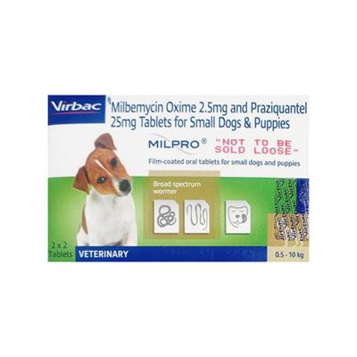 MILPRO (VET) (0.5 TO 10 KG) DEWORMER FOR PUPPIES Tablet 4's - Veterinary-Pharma