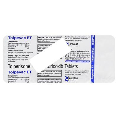 TOLPEVAC ET Tablet 10's - Muscle Spasm-Mus