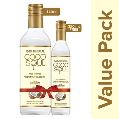 Coco Soul Cold Pressed Natural Virgin Coconut Oil, from the makers of Parachute 1250ml - Hair Oils