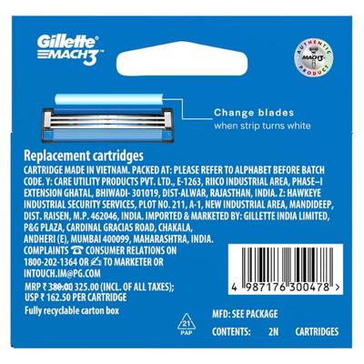 Gillette Mach 3 Cartridges 2's - Razors & Cartridges