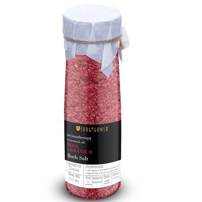 Souflower Rose Geranium Aroma Bath Salt 500 gm (N) - Bath Salts