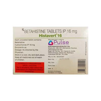 HISTAVERT 16mg Tablet 15's - Vertigo-Ant