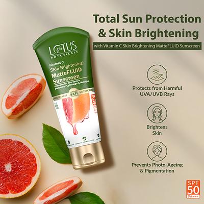 Lotus Botanicals Vitamin C Matte Fluid Sunscreen Sun Protect & Skin Brightening 75 gm - Face Sunscreen