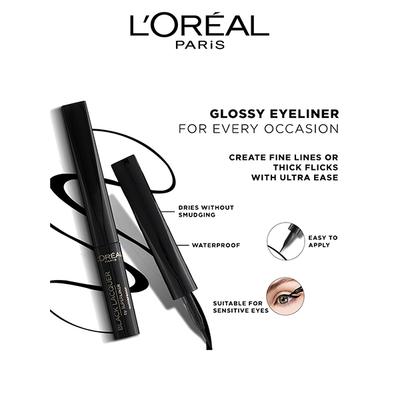 L'Oreal Paris Super Liner Black Laquer Eyeliner, Waterproof 1 ml - Eyeliners