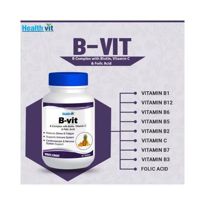 Healthvit Nutrition Natural B-Vit Vitamin B complex with Biotin, Vitamin C and Folic Acid - Tablets 2's - Multi-Vitamins