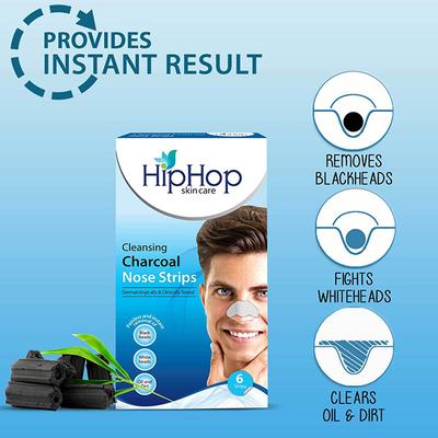 HipHop Skincare Deep Cleansing Charcoal Nose Strips for Men 6 Strips 6's - Masks & Peels