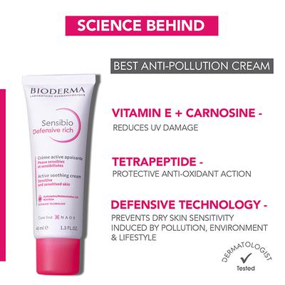 Bioderma Sensibio Defensive Rich Active Soothing Cream Hydration/Moisturisation 12h Nutrition 40 ml - Face Moisturizers