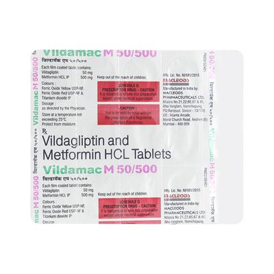 VILDAMAC M 50/500mg Tablet 15's - Diabetes-Ant