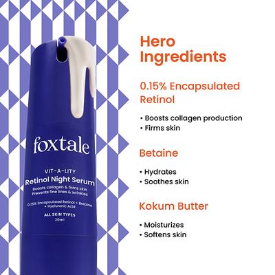 Foxtale 0.15% Encapsulated Retinol Night Serum for Fighting Signs of Ageing 30 ml - Face Gels